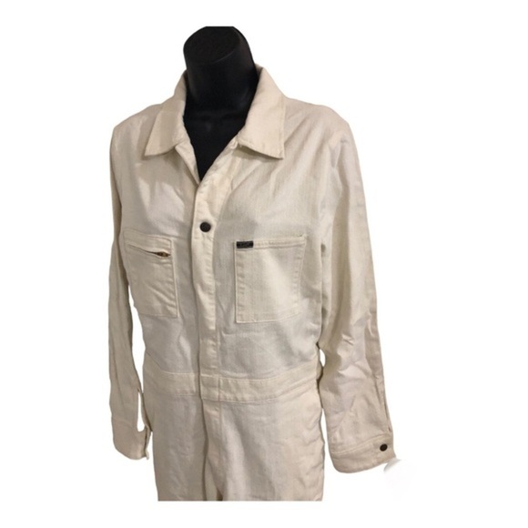 Lee union alls cream gold shimmery overalls jumpsuit unionsuit size large new - Picture 4 of 15